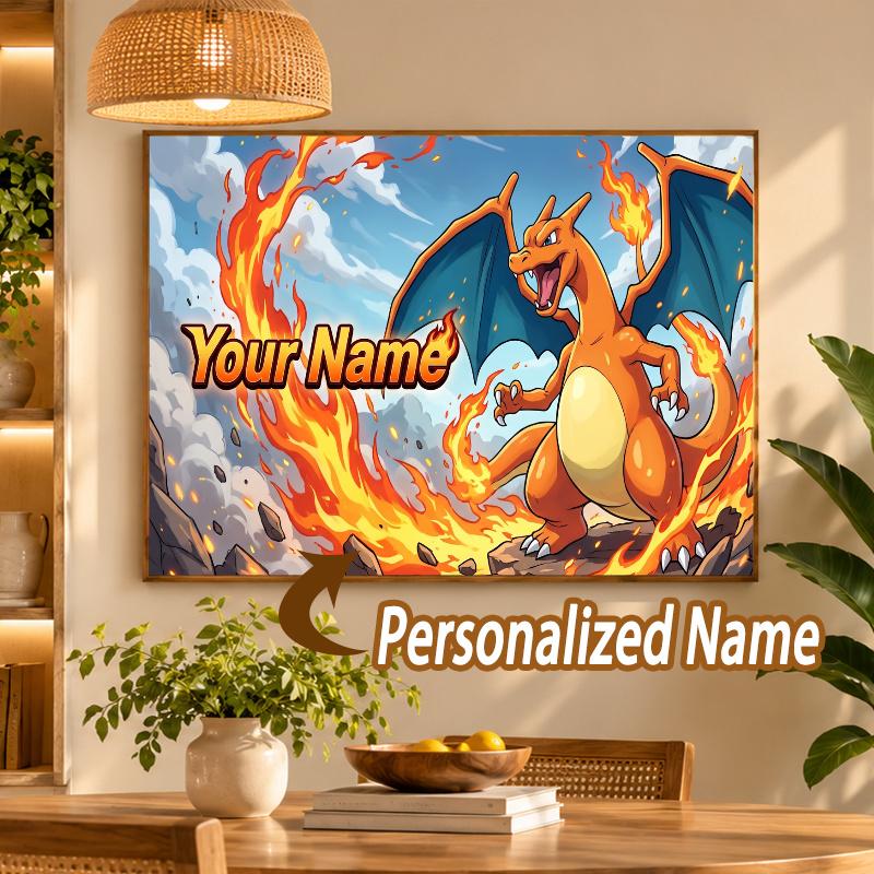 Charizard Custom Name Diamond Painting Personalized 5D Full Drill DIY Diamond Art Home Decor