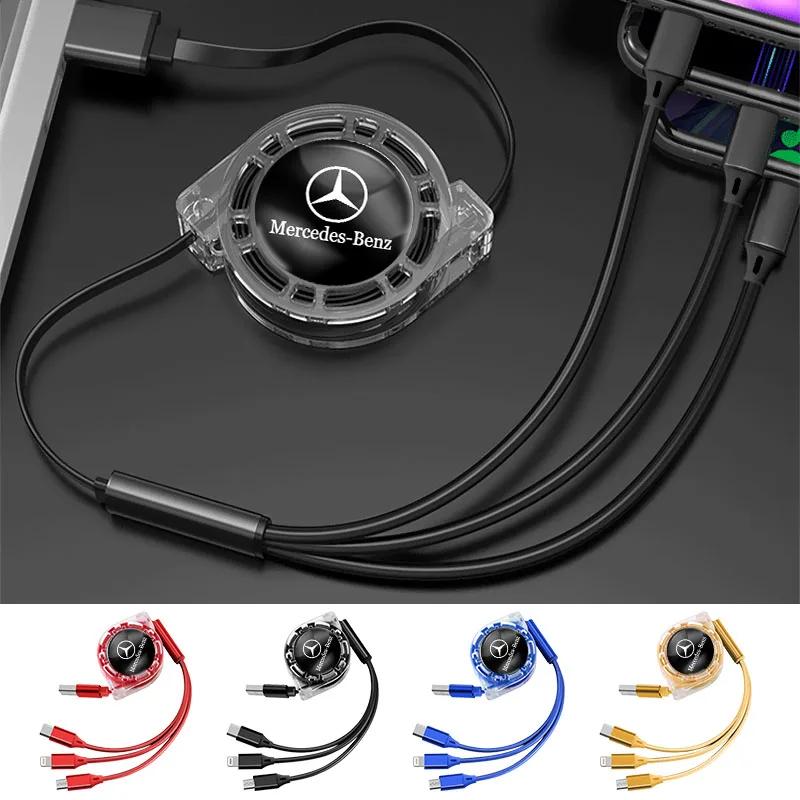 3-in-1 Micro Data Wire USB Type C Fast Charger For Mercedes Benz AMG W203 W206 W220 W205 W211 W212 W201 W210 W108 W168 W169 W222