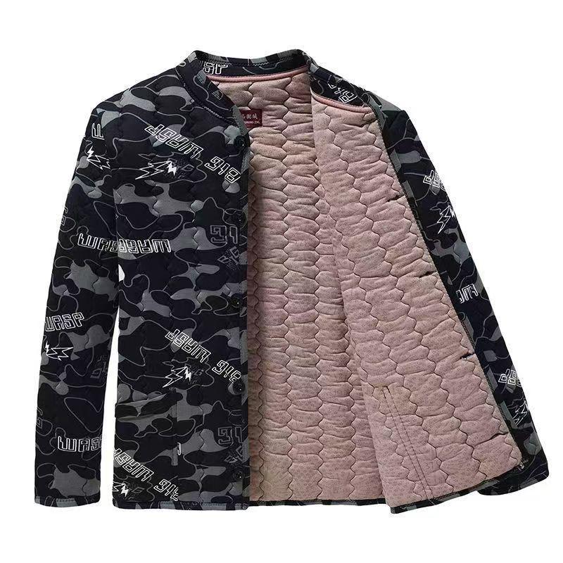 Men's Thickened Fleece-Lined Winter Jacket for Middle-Aged & Elderly: Warm Cotton Padded Coat