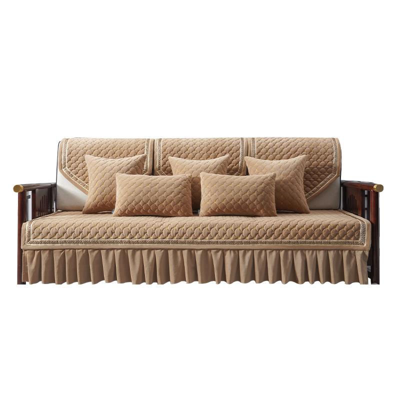 Winter Chinese Sofa Cushion Thickened Non-Slip Cover Cover Four Seasons Universal Solid Wood Cushion Furniture Rosewood Plush Cover Cloth