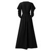 Women's Casual Color Irregular Flared Sleeves Loose V Neck Long Dress