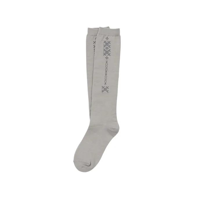 Tattoo Cotton Knee Socks Warm Grey