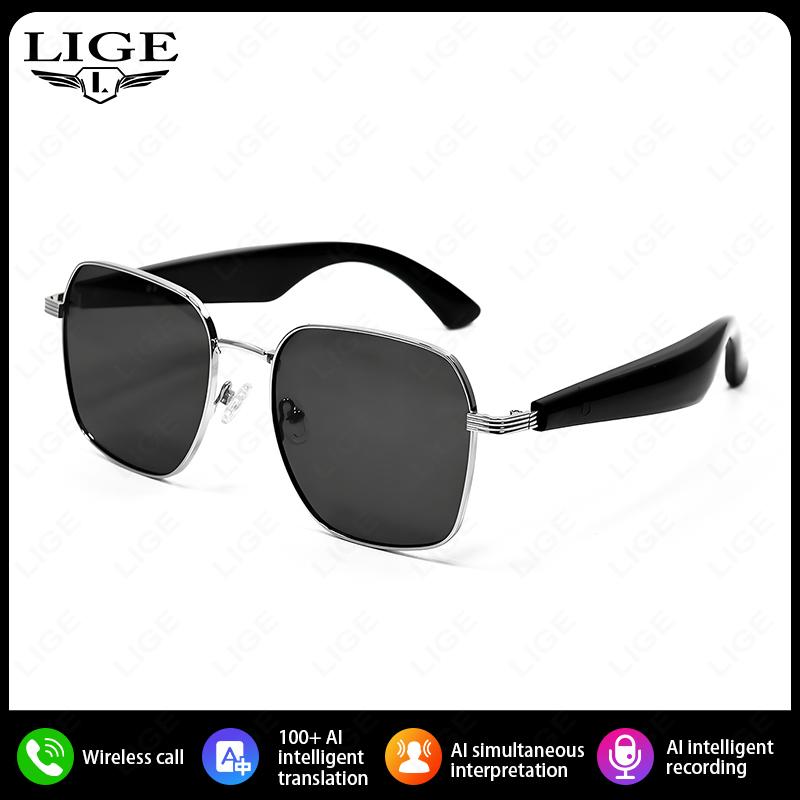 AI Intelnt Translation Glasses 100+ Online Language Bluetooth Call Earphones Smart Glasses Men Women Anti-UV Sunglasses