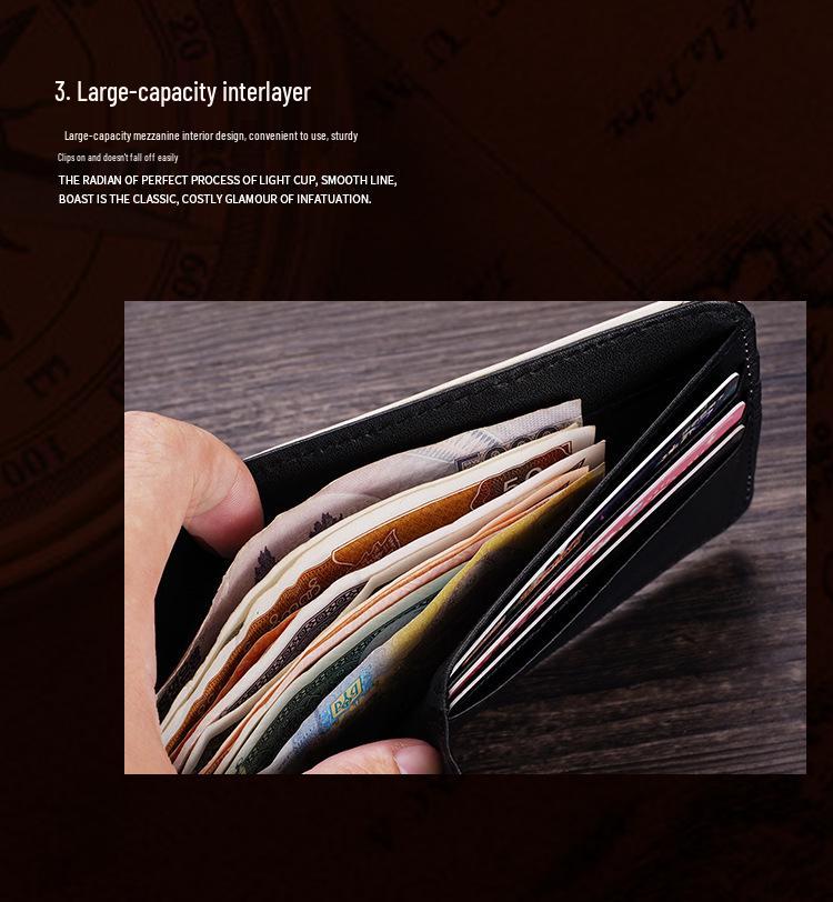 Men's Short Bi-Fold Wallet with Currency Pattern – High-Quality Money Clip & Multi-Card Holder