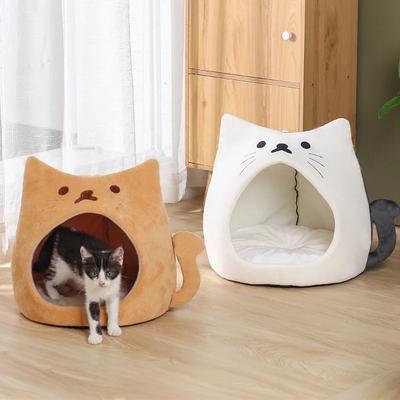 New Warm Cat Bed Cozy Kitten Cat Basket Lounger Cushion Dog Small House Very Soft Pet Mat For Washable Cats Cave Plush Tent Beds