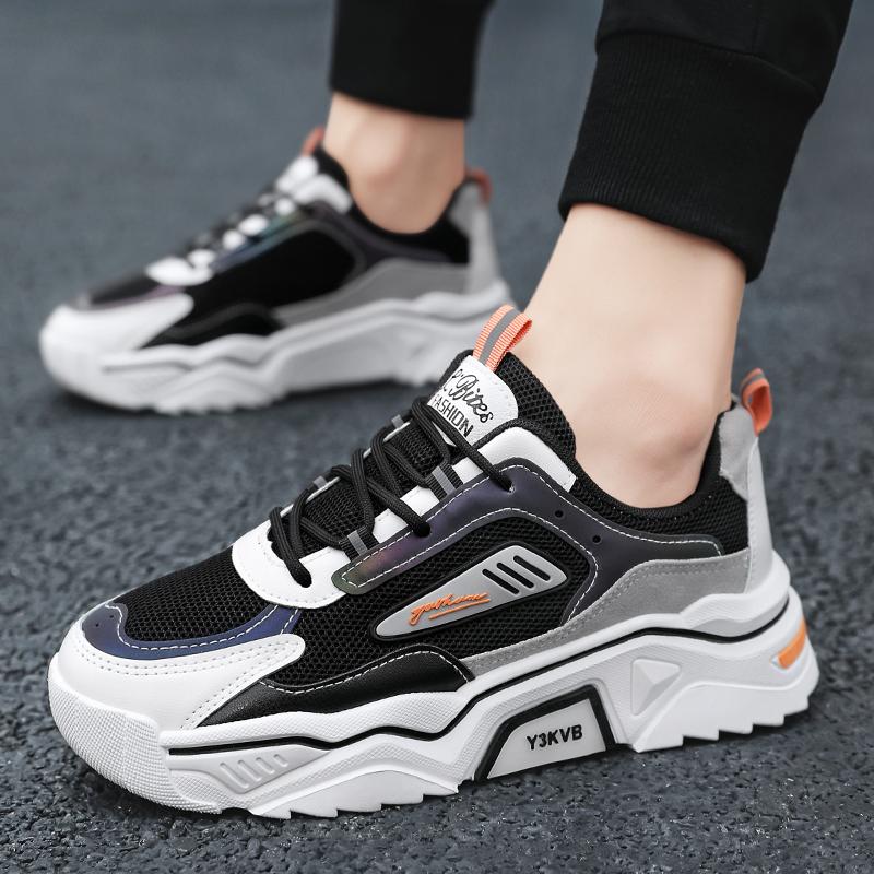 Men's breathable thick soled casual sports shoes summer soft sole student flat walking shoes outdoor running shoes male sneakers