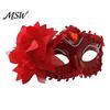 Decorative Flower Mask Half Face Masquerade for Women, Mesh Rhinestone Venetian Style Mask, Costumes Accessory Halloween Carnival Prom Ball