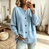 Women's Loose Fit Button Front Sweater with Pockets, Casual Slouchy Knit Cardigan