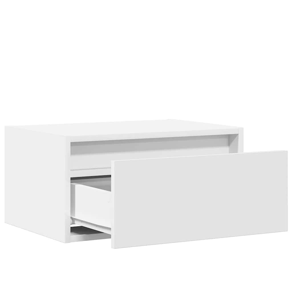 Wall Mounted Nightstand with LED Lights White
