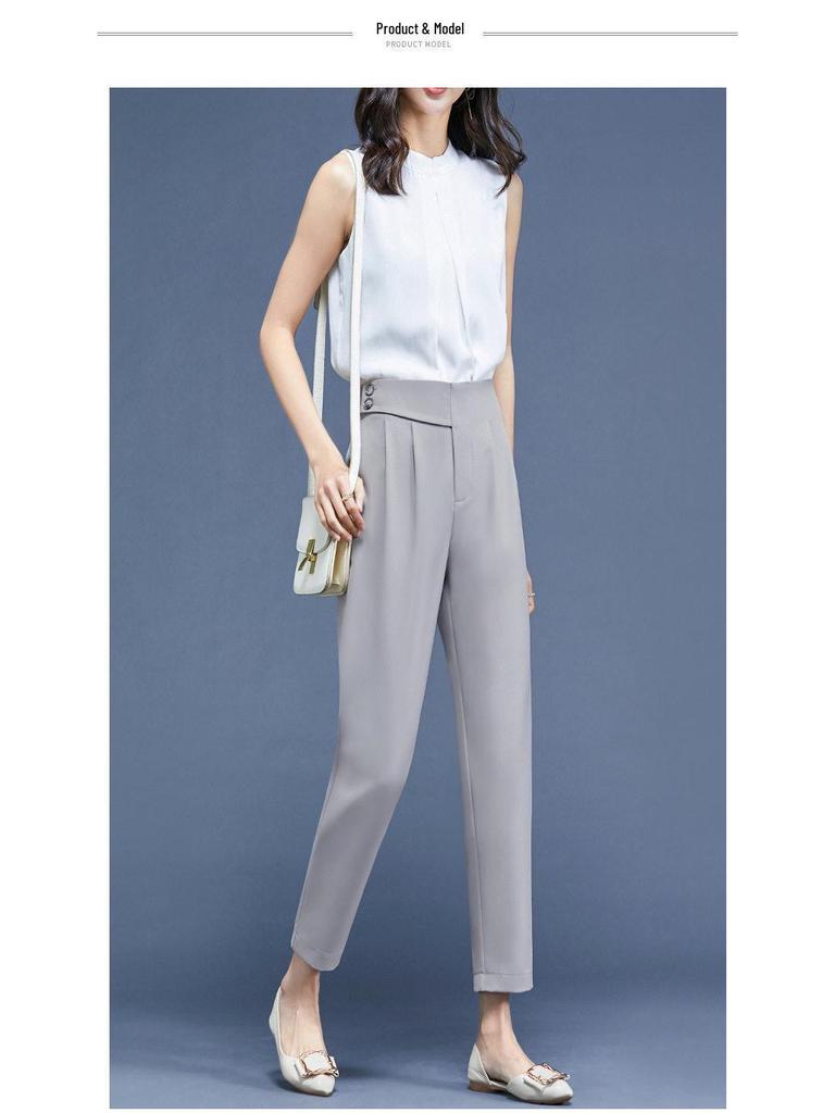 2026 Spring/Summer Women's High-Quality Cropped Trousers: Fashionable Drape Suit, Thin & Casual