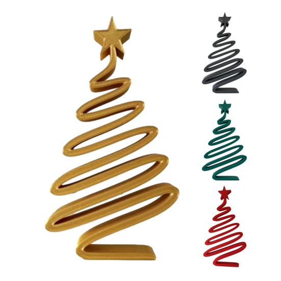 Christmas Tree Ornaments 3D Printed Spiral Christmas Tree Figurine Hoiliday Tabletop Decoration for Winter Mantel Shelf