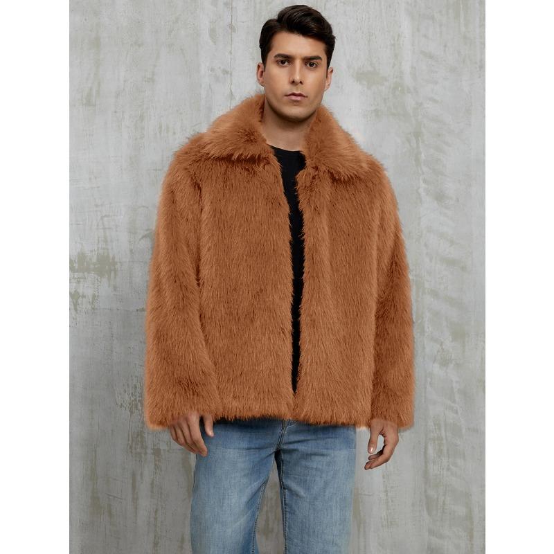 European and American men's lapel short imitation fur jacket thermal jacket plush coat
