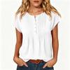 Women's Casual Color Button Front Round Neck Short Sleeve Blouse for Everyday Wear
