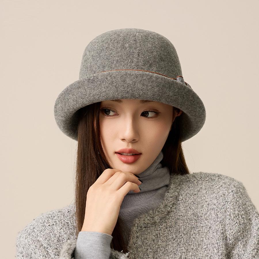 Herbst Winter Gürtel Wolle Fischerhut Damen Woll Becken Hut