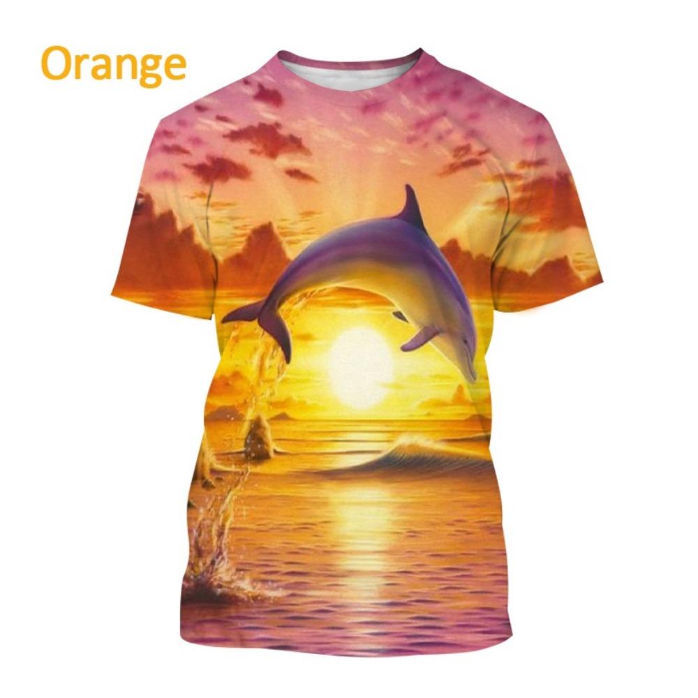 Nové tričko s 3D potiskem delfína Módní duhové kreslené tričko s delfínem Pánské/Dámské Hip Hop Harajuku
