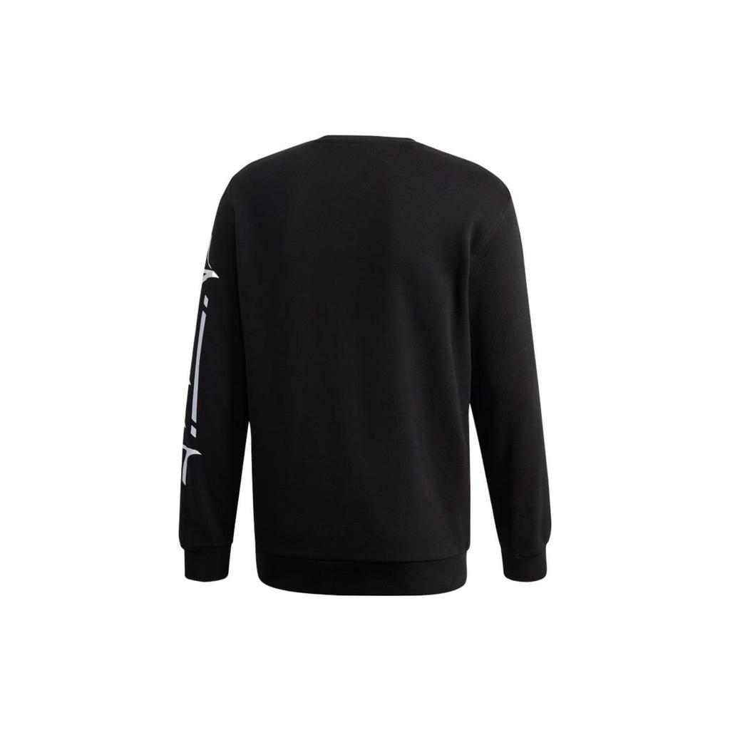 Adidas Originals Letter Print Sports Crew Neck Long Sleeve Pullover Sweatshirt Men Sweatshirt Black GD6001