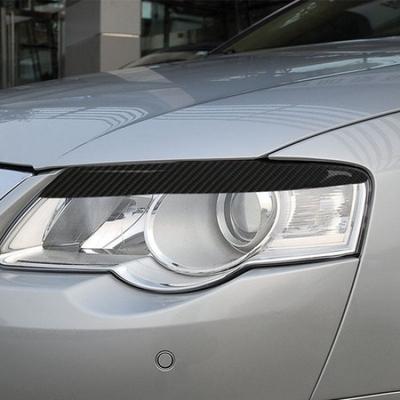 Pair Car Carbon Fiber Headlight Eyebrow Trim Cover For Passat B6 2005-2010