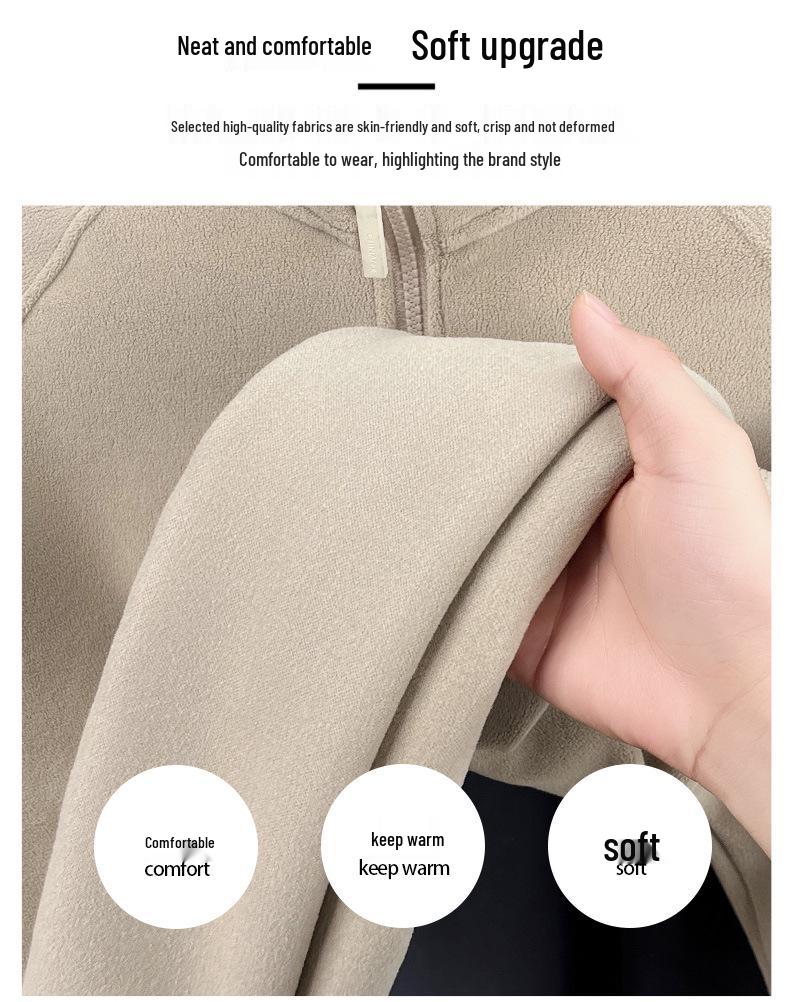 Herrvinterhuvtröja med ståkrage, fleece, halv dragkedja, kraftig