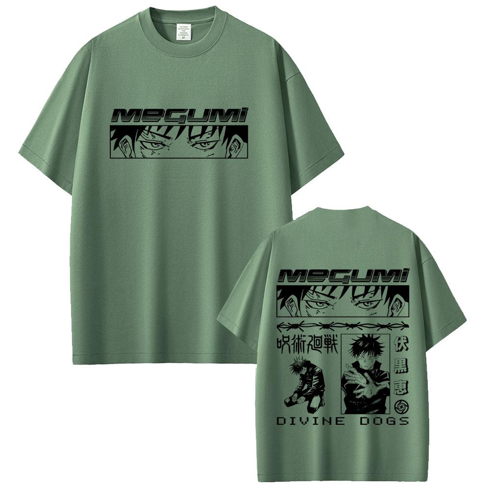 

Anime Jujutsu Kaisen Fushiguro Megumi Summon Divine Dogs Double Sided Print T-shirt Men Women Fashion Casual Oversized T Shirts 4XL