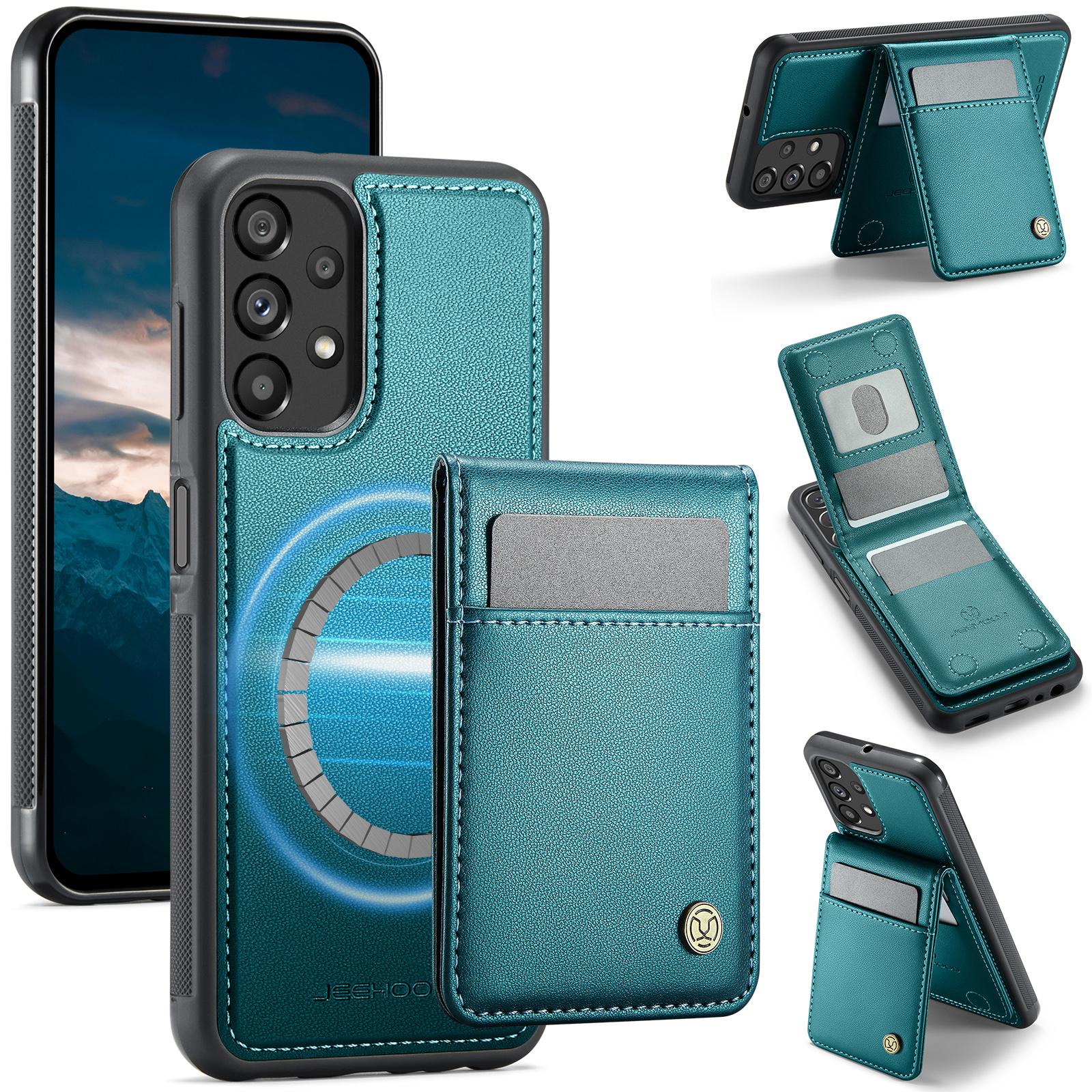 

For Samsung Galaxy A23 5G (Global Version)/Galaxy A23 4G Leather Back Cover Magnetic Case JEEHOOD J06 Phone Case with Card Bag RFID Blocking D