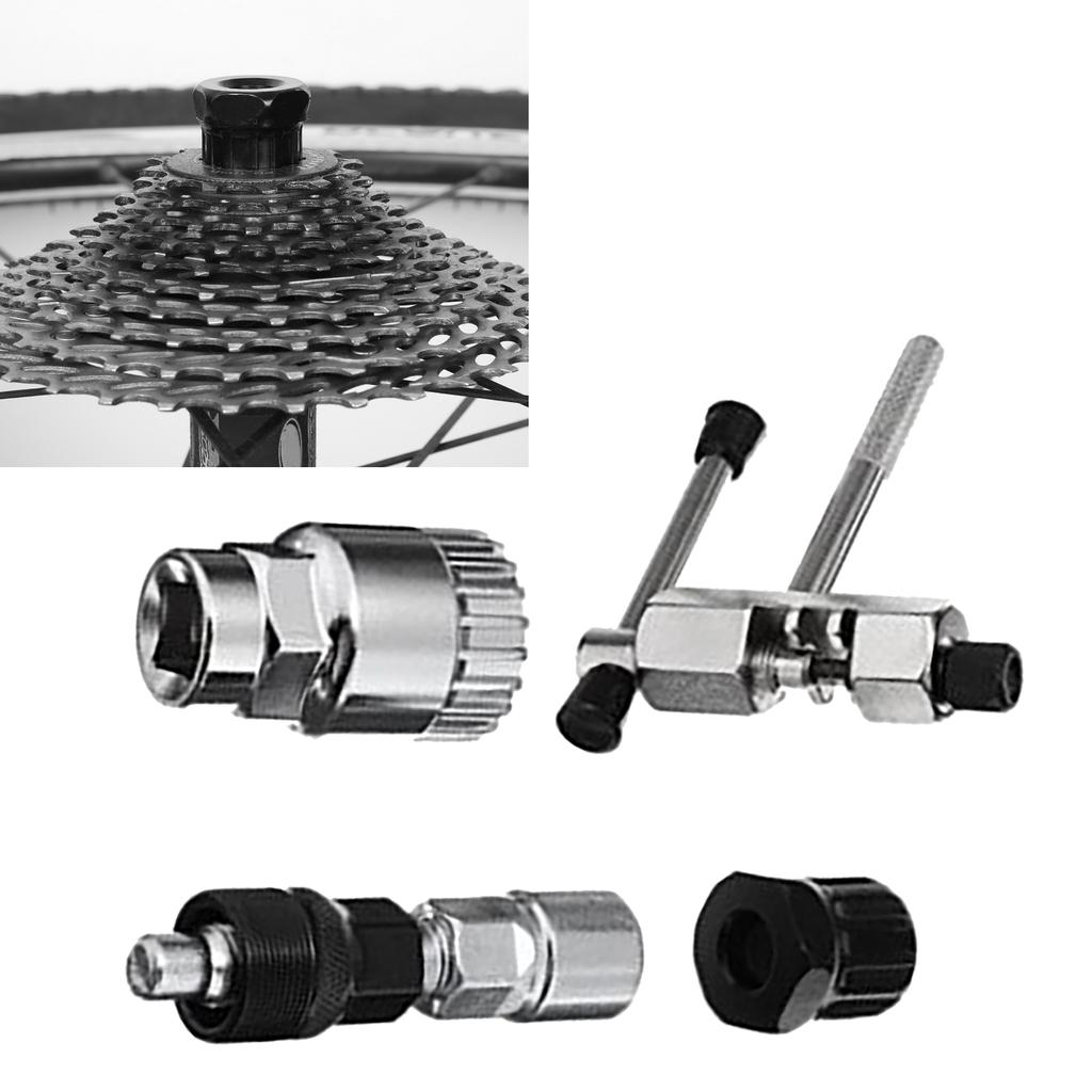 4pcs Bicycle Repair Tool Kit Mountain Road Bike Chain Bracket Crank Freewheel Remover Tool Set for Cycling