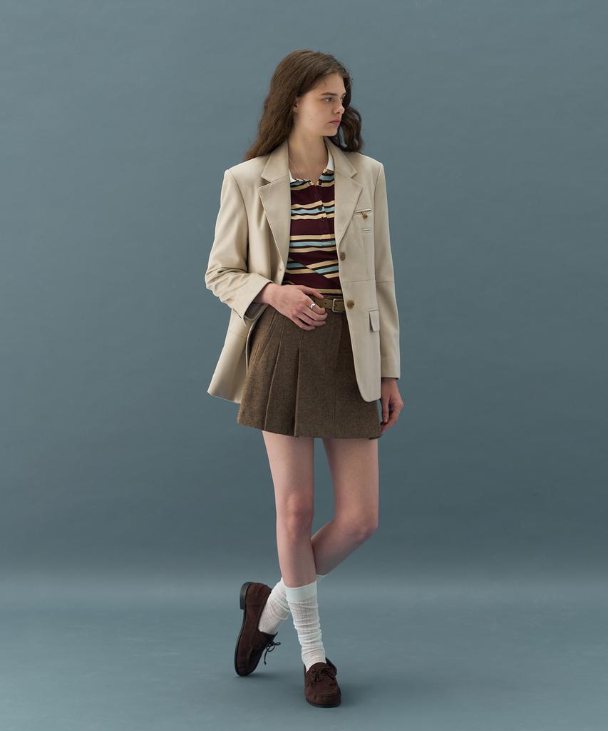 DRAWFIT WOMEN Double-Welt Suede Single Blazer [Ash Cream]