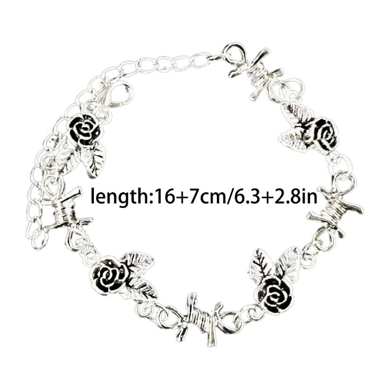 Victorian Rose Flower Link Bracelet Alternative Occult Wristchain Women Jewelry