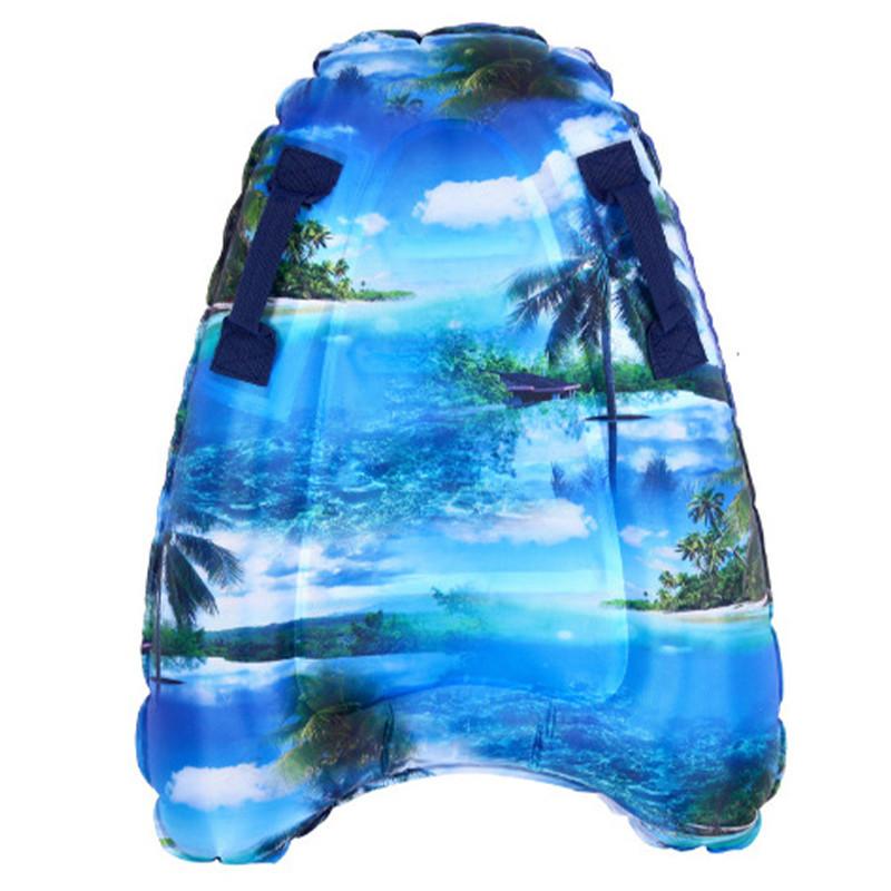 Children's Portable Inflatable Surfboard Lightweight Kickboard Ocean Surfing Water Slider Blue Striped