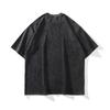 American Retro Black Washed Trend Printed Short-Sleeved T-Shirt Vintage Cotton Loose Top Men
