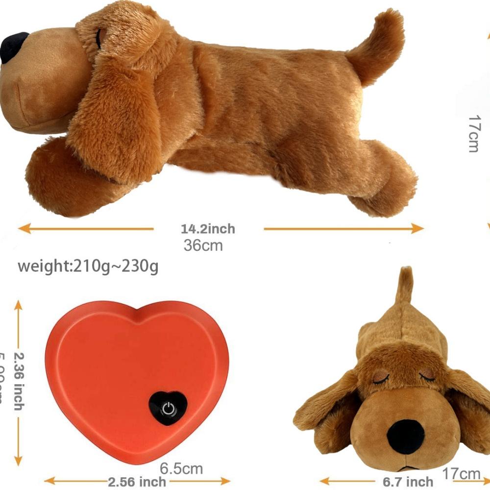 Heartbeat Simulation Dog Calming Soft Plush Toy Anxiety Relief Sleep Aid Behavioral Training Chew Snuggle Doll for Puppy Pets