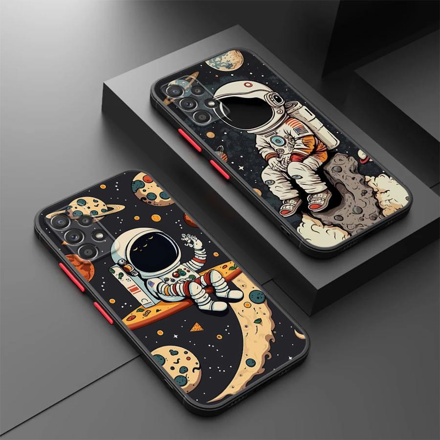 Cartoon Astronaut Phone Case for Samsung Galaxy A72 A73 A24 A71 A32 A21s A22 A33 A31 A16 A52 A23 A53 A35 Soft Cover
