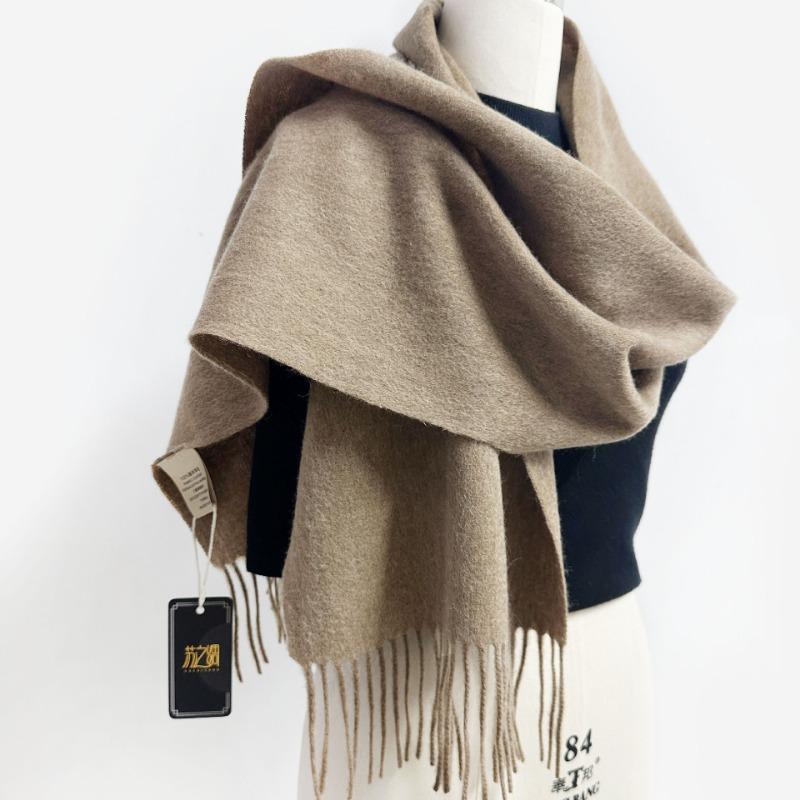 Women S Thick Warm Wool Scarf With Printed Logo For Winter Fashion