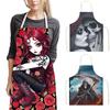 Horror Death Skull Rose Kitchen Aprons Grim Reaper Riding Motorcycle Children Bib Women Home Cleaning Clothing Linen Pinafore