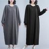 Kleid für Damen Baumwolle Übergröße Locker Stretch Lässig Einfarbig Weich Langarmkleider