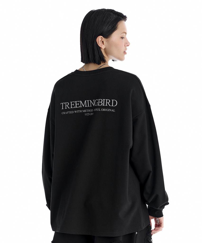Teulimingbeodeu Lettering Oversized Unisex Long-Sleeve T-Shirts [ Black ]