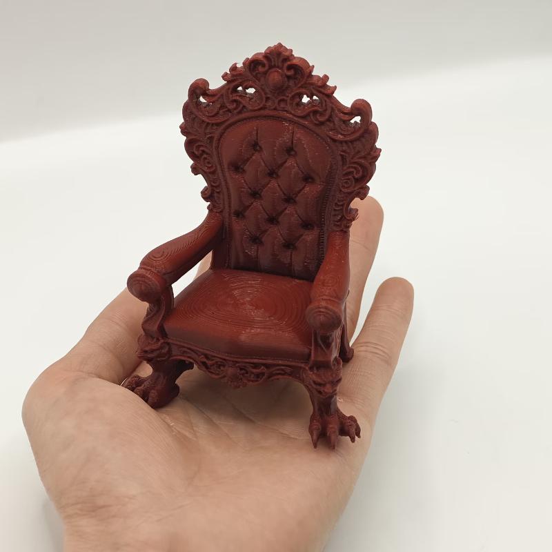 Luxury Gothic Throne Model Dark Brown Black With Gold Accents For Desktop Office Game Room Decor Collectible Display Stand