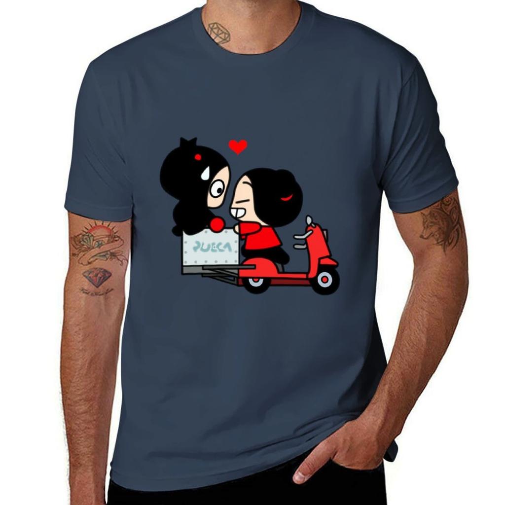 Pucca X Garu Scooter Tshirt Sports Basic Short Sleeve Tshirt