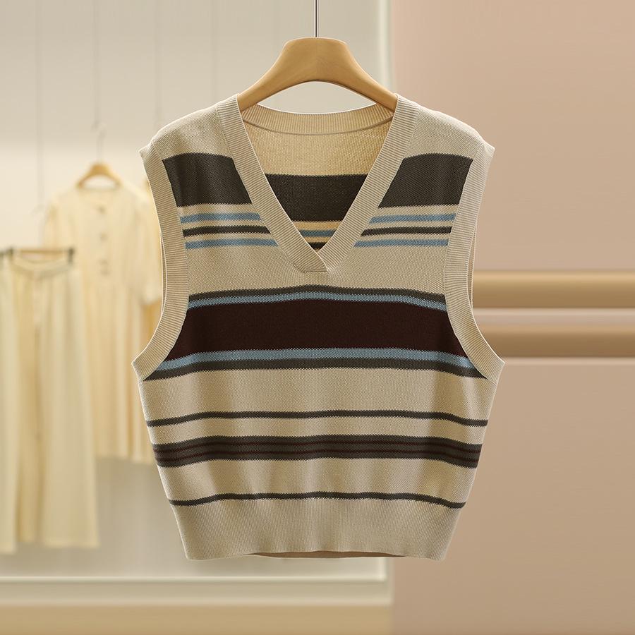 

Youding Women s Color Block Striped Knitted Sweater Vest - Autumn Collection Large