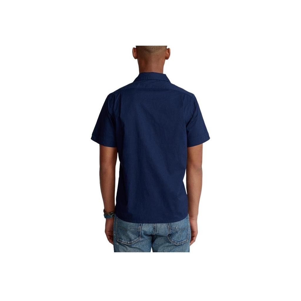 Polo Ralph Lauren Solid Color Pony Embroidered Loose Short Sleeve Shirt Men Shirts Dark-Blue MNPOWOV1N820436-410