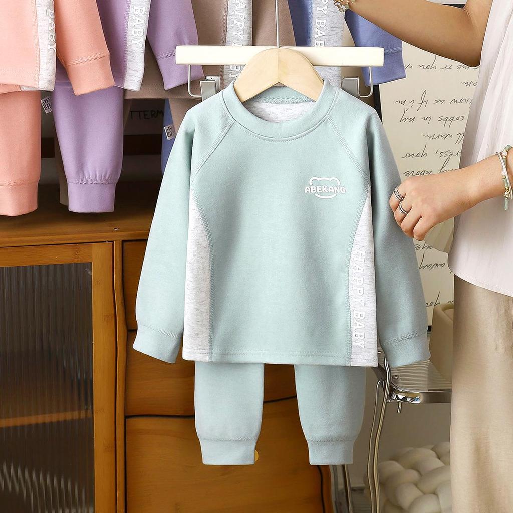 Kids' Warm Fleece Underwear Set - Thickened, Seamless Pajamas for Boys & Girls, Perfect for Autumn/Winter Home Wear