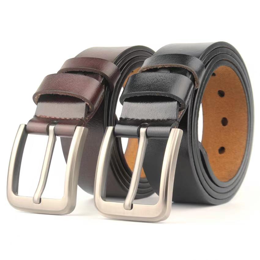 Real Cow Genuine Leather Belts for Man High Quality Plus Long Size Male Pin Buckle Waist Belt Strap