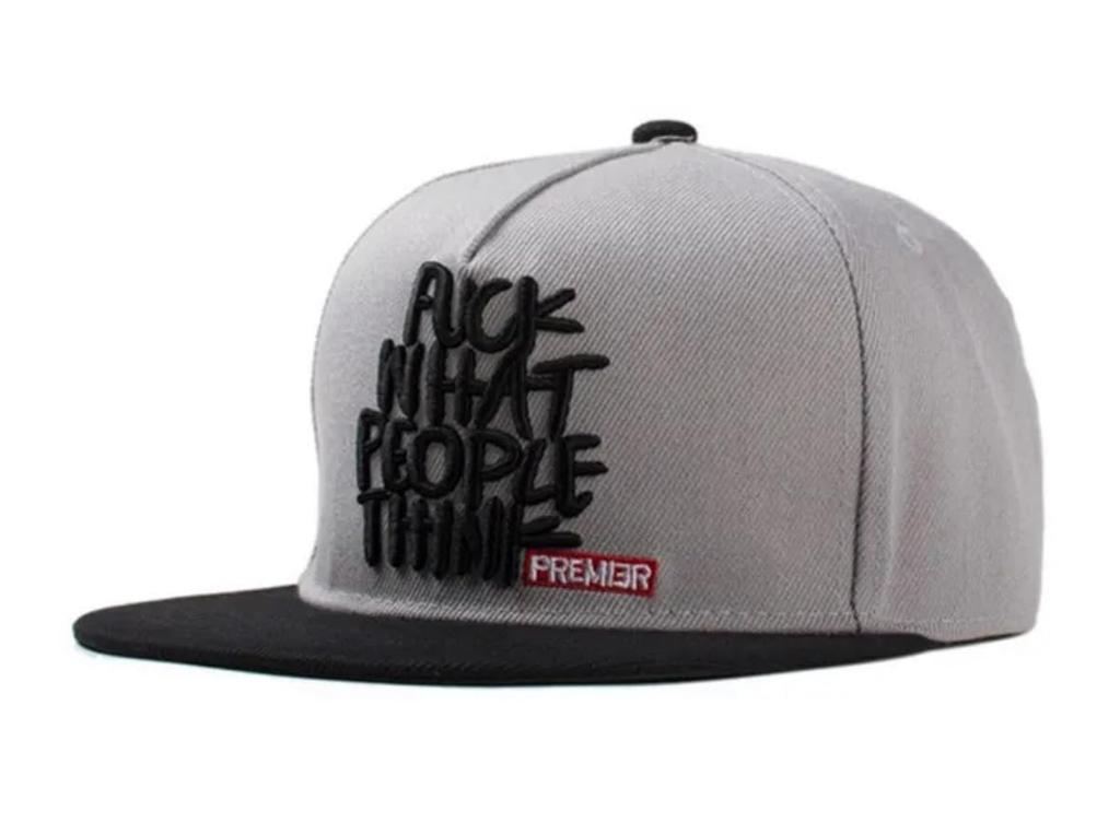 Sproutsy Men's Snapback Flat Cap, Stylish, Popular, Straight, Hip Hop, WHAT PEOPLE THINK (Gray)