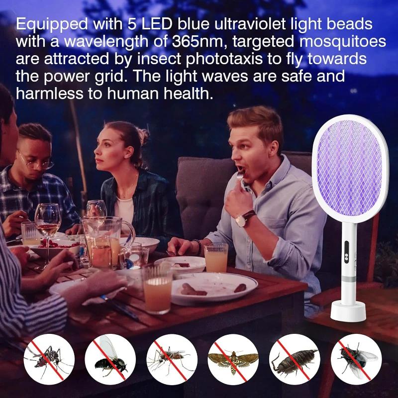 Dobíjecí elektrická plácačka na komáry, Odnímatelná plácačka na komáry, Pro vnitřní a venkovní nádvoří, Hubič komárů