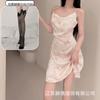 New sexy nightdress women's summer suspender ice silk ins print pure desire plum blossom suspender nightdress