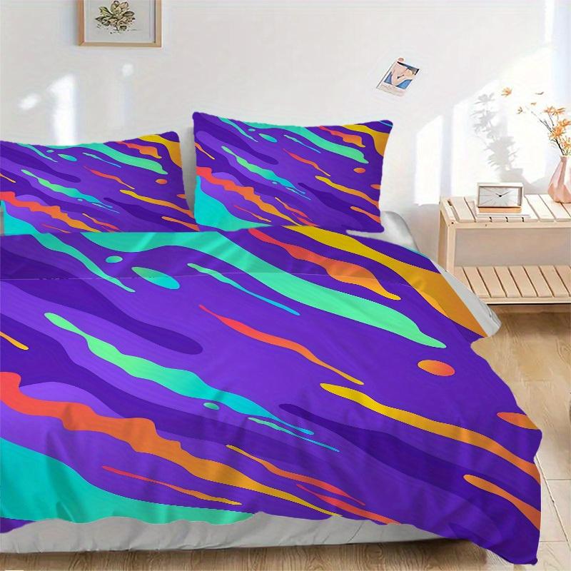 

3Pcs Abstract Art Print Printed Bedding Set, Breathable And Soft,(Includes 1 Duvet Cover And 2 Pillowcases, Quilt Not Included) yy250815148 135x200cm
