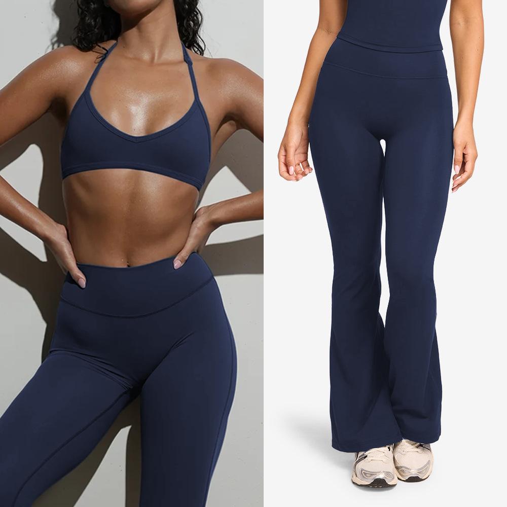 Yoga suit, sexy neck bra, beautiful back, women's bell pants, sports running fitness yoga suit