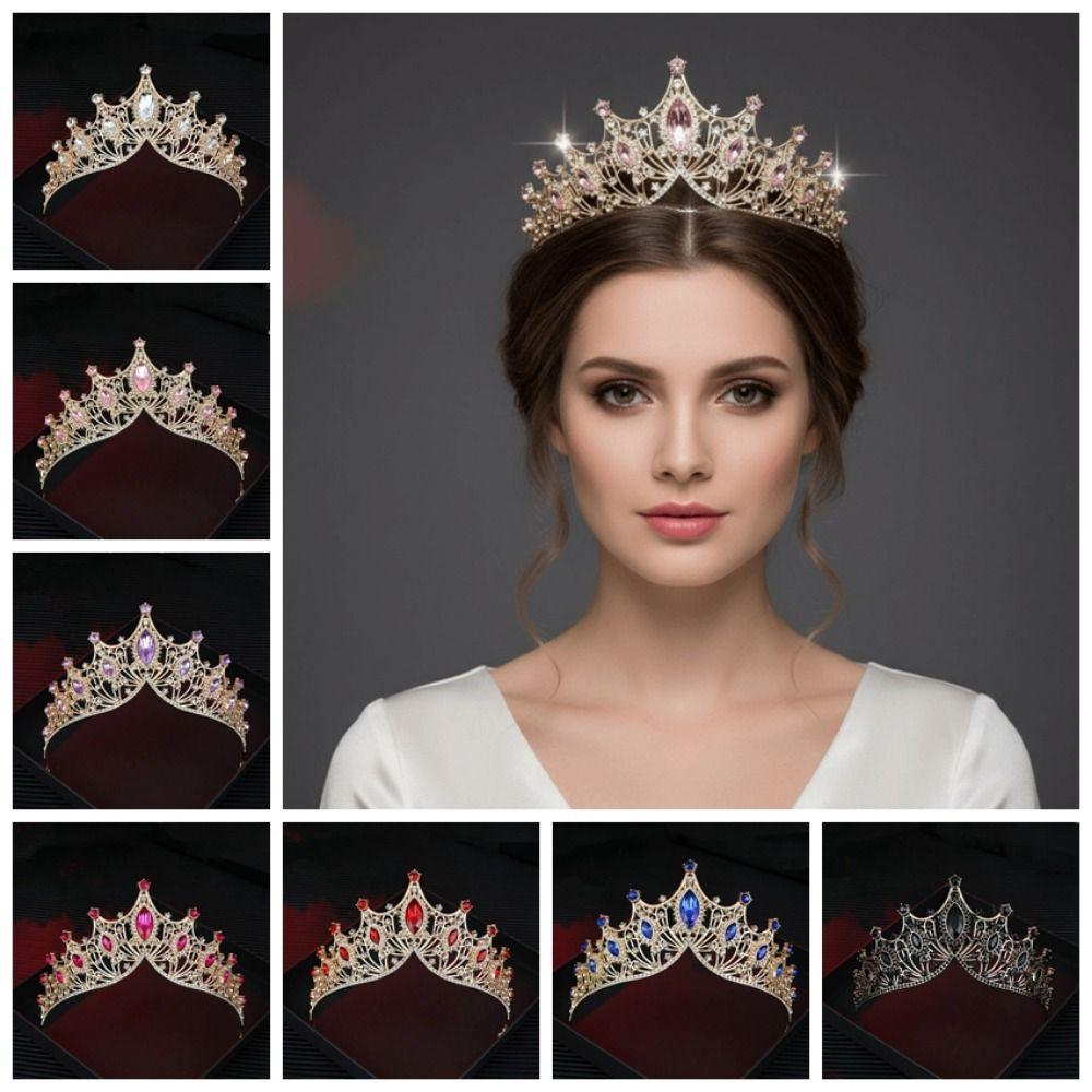Elegante Barock Kristall Krone Wunderschöne Strass Tiara Trendige Barock Königin Diademe Hochzeit Braut