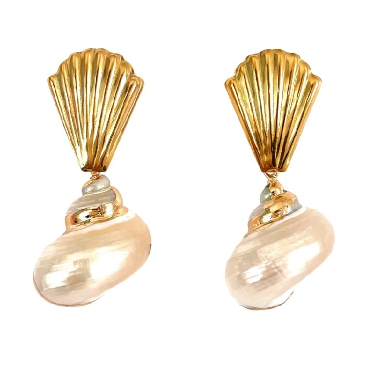 

Elegant Conch Drop Earrings Stylish Stainless Steel Jewelry Stylish Ear Studs for Parties Outings and Daily Outfits 1