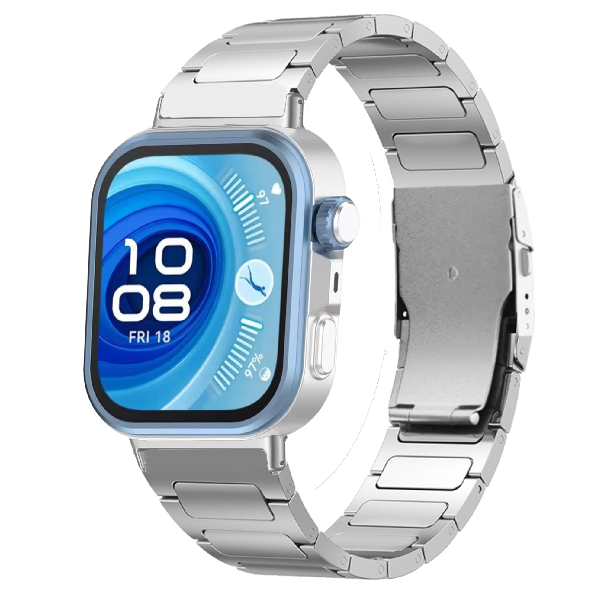 

Титановый ремешок Correa для Huawei Watch Fit 4 Pro Fit3 Аксессуары Замененный браслет для Huawei Fit 4 Роскошный деловой ремешок for Huawei Fit 3 серебряный