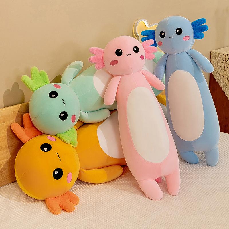 70-100cm New Long Pillow Axolotl Doll Plush Toy Stuffed Animal Salamander New Decorative Plushie Pleuche Comforting Gif